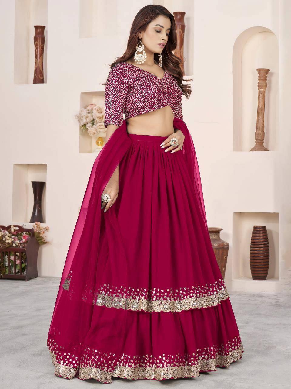 Anchal vol 2 Georgette Pink Wholesale lehenga choli suppliers in Delhi